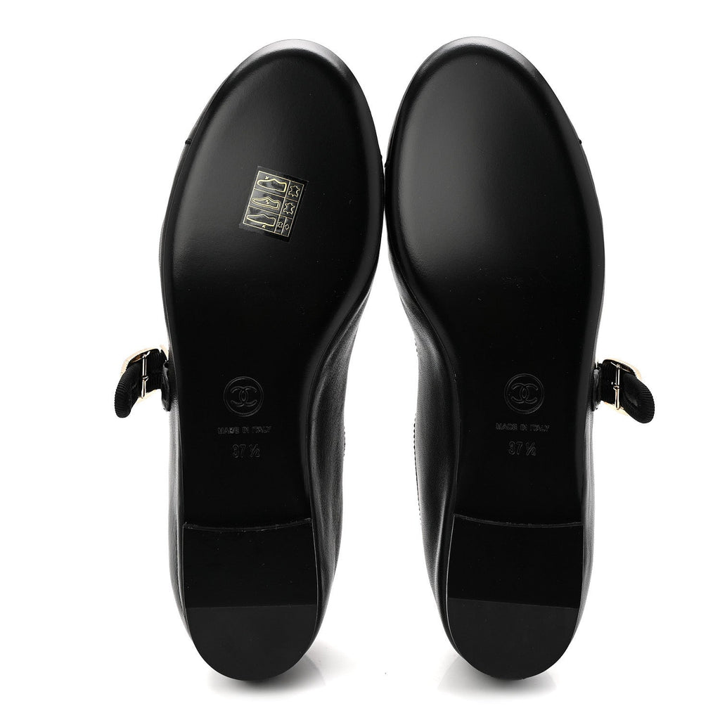 Lambskin Mary Jane Flats 37.5 Black