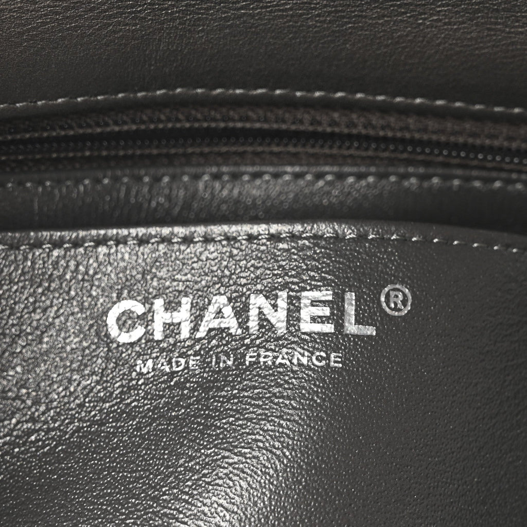 Chanel Metallic Lambskin Quilted Mini Rectangular Flap  Dark Grey