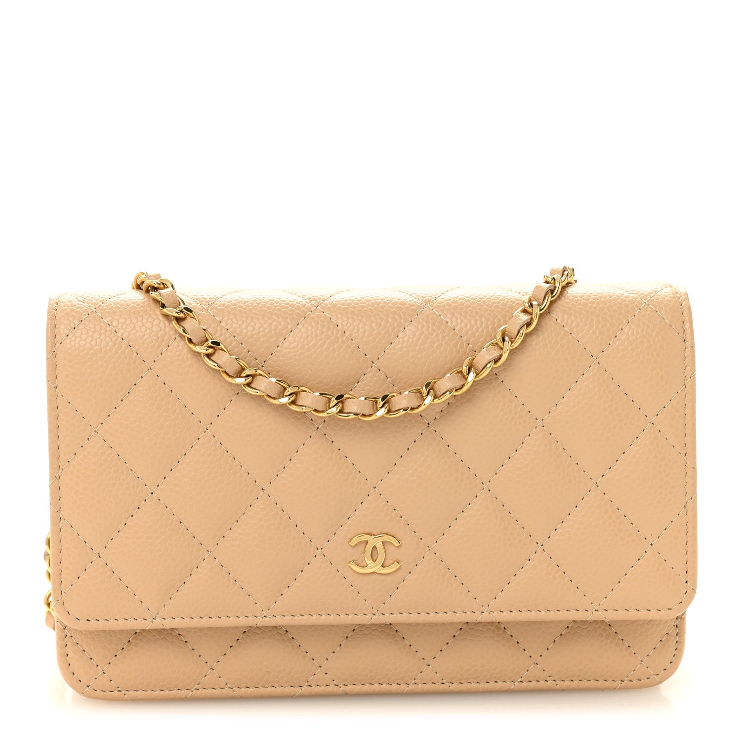 Chanel Caviar Quilted Wallet on Chain WOC Beige