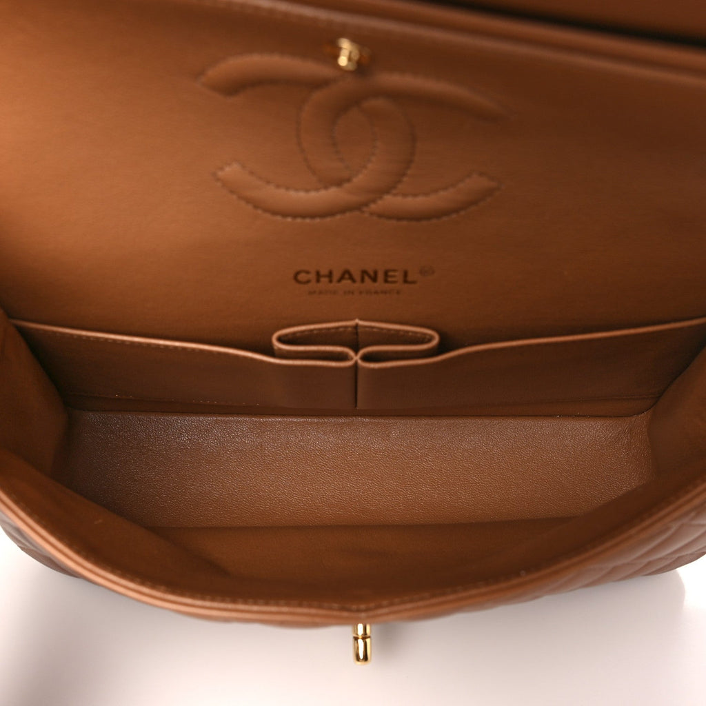 Chanel Lambskin Quilted Medium Double Flap Brown