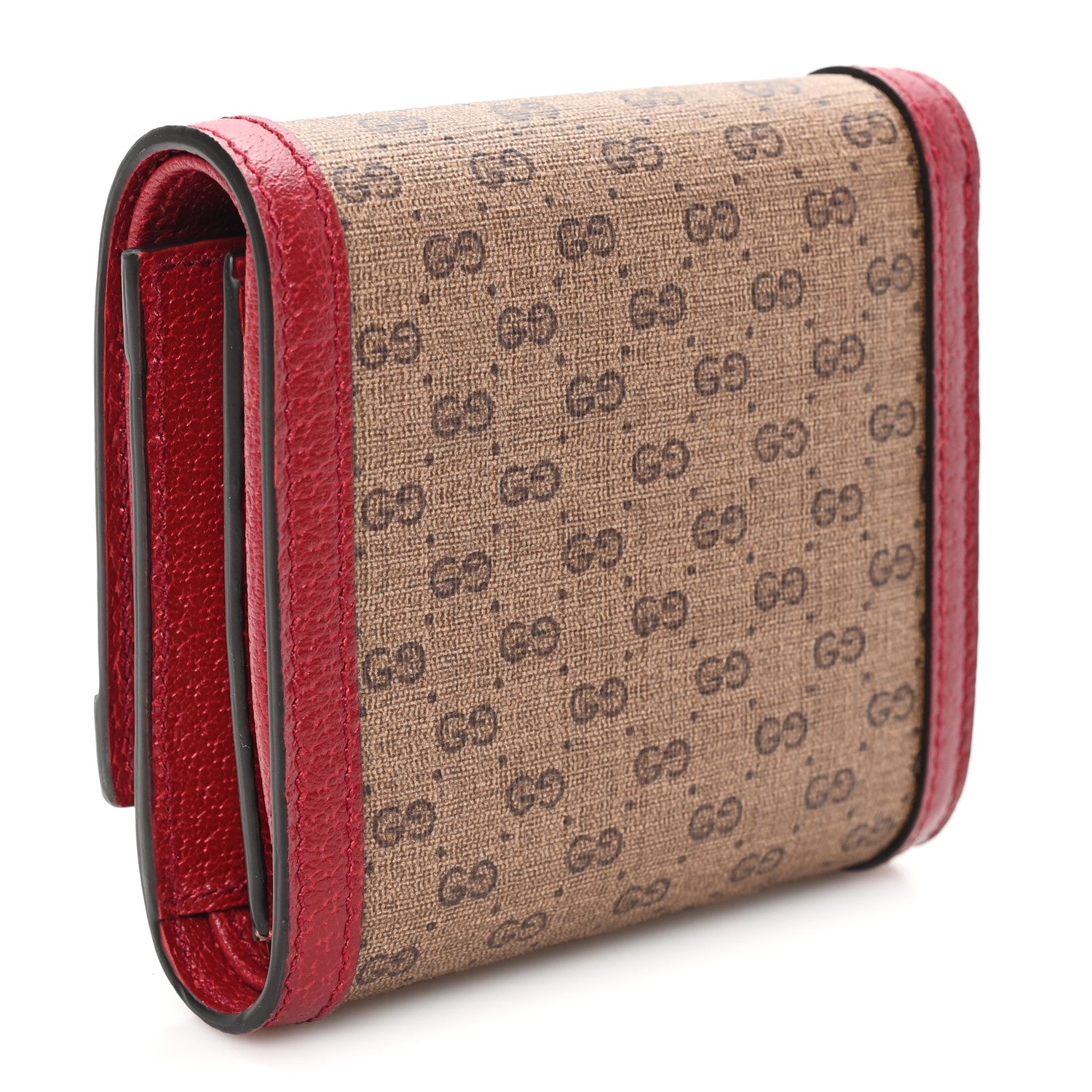 Gucci X DORAEMON Mini Vintage GG Supreme Monogram Card Case Wallet Beige Cherry Red
