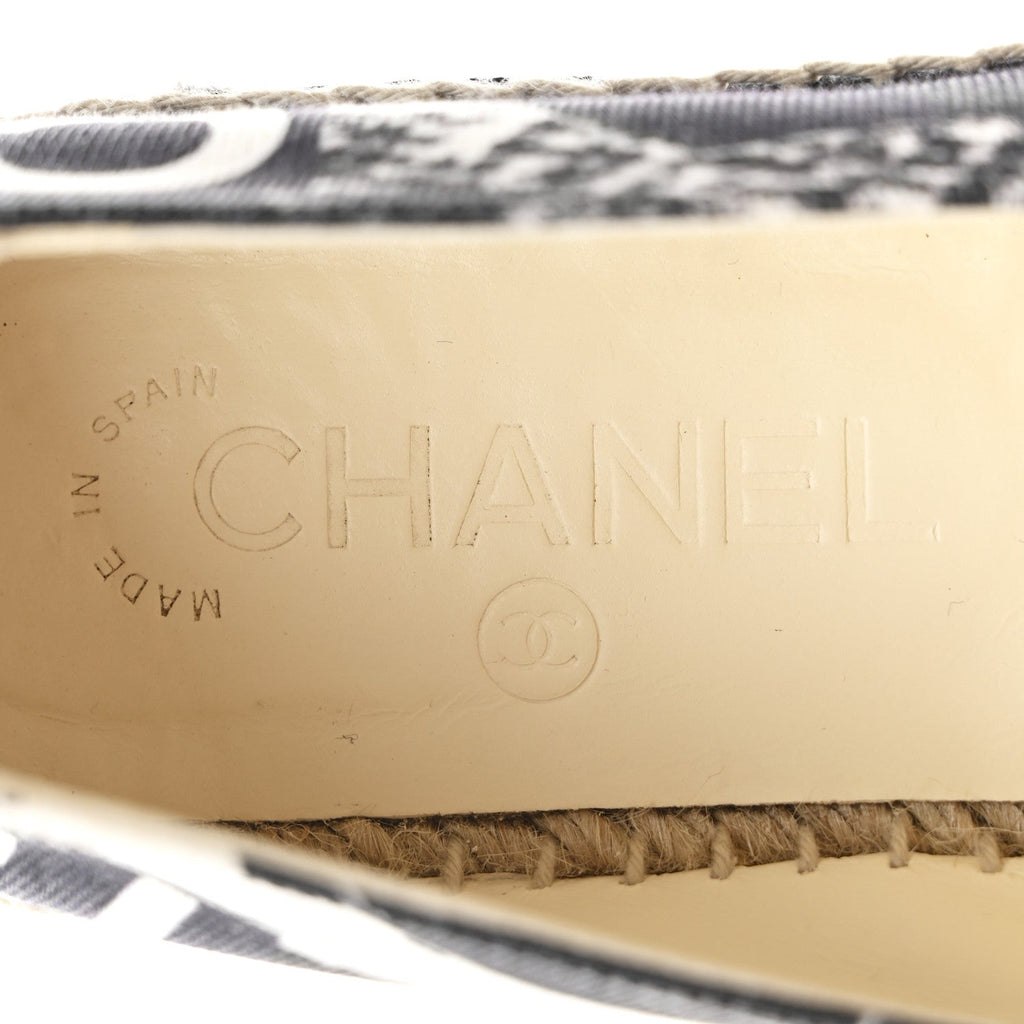 Printed Canvas Grosgrain 31 Rue Cambon Espadrilles 38 Black White