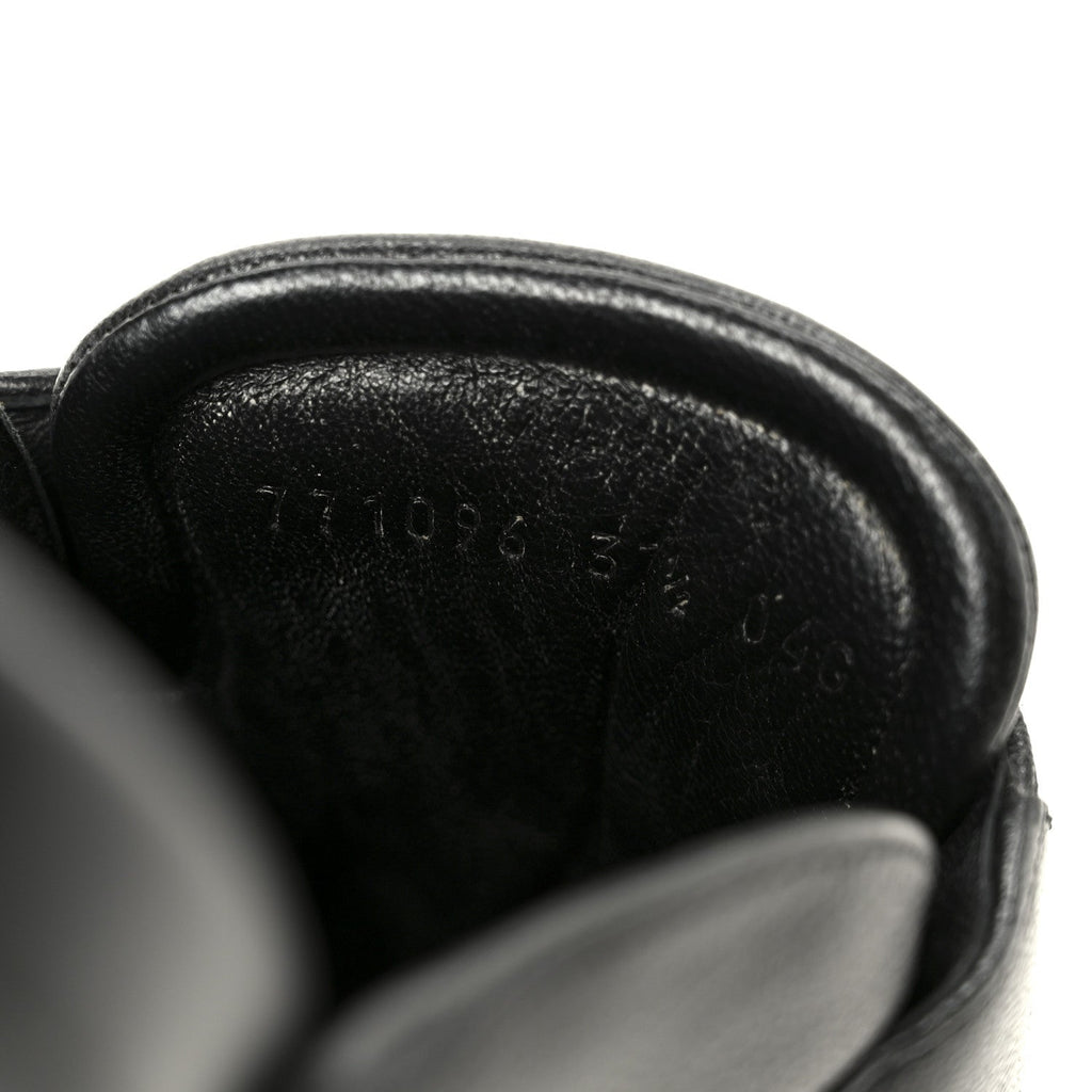 Gucci Goatskin Auroville Horsebit Mules 37.5 Black