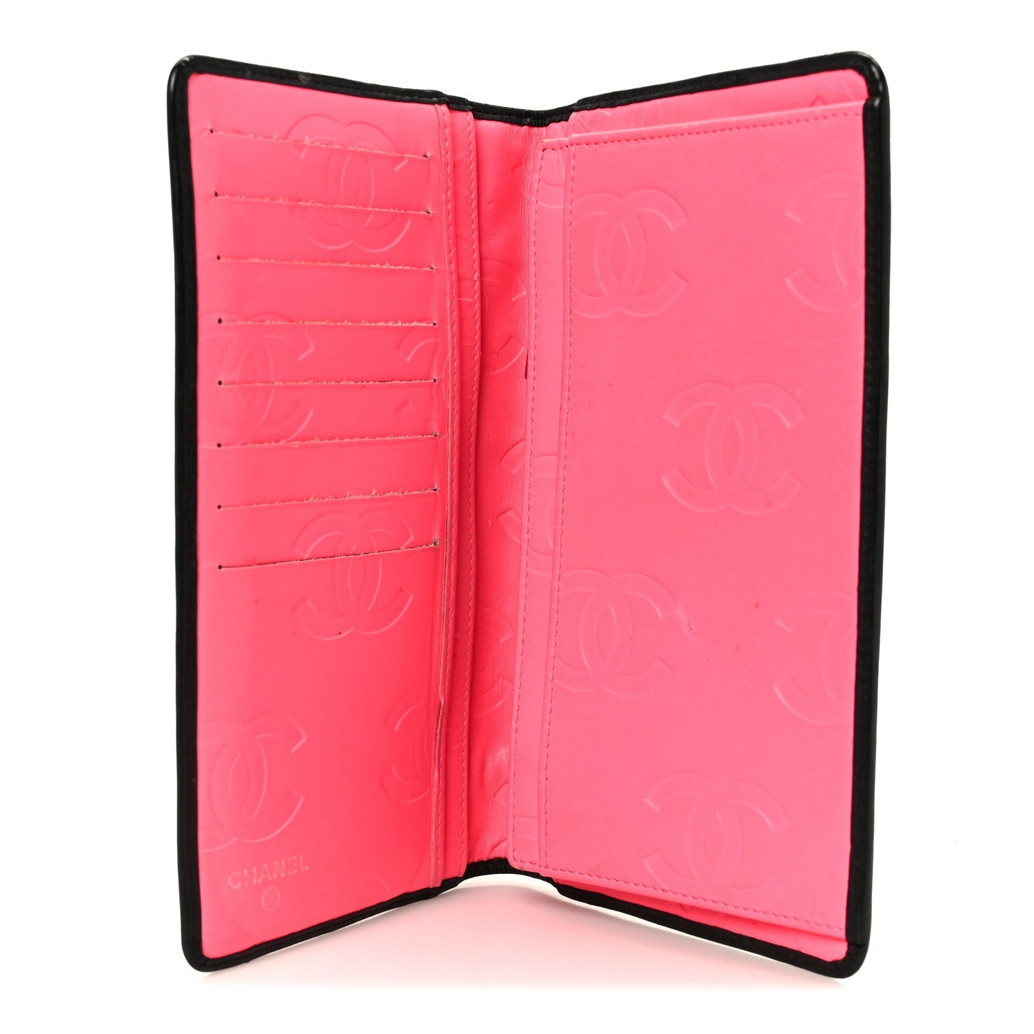 Calfskin Quilted Cambon Yen Wallet Black