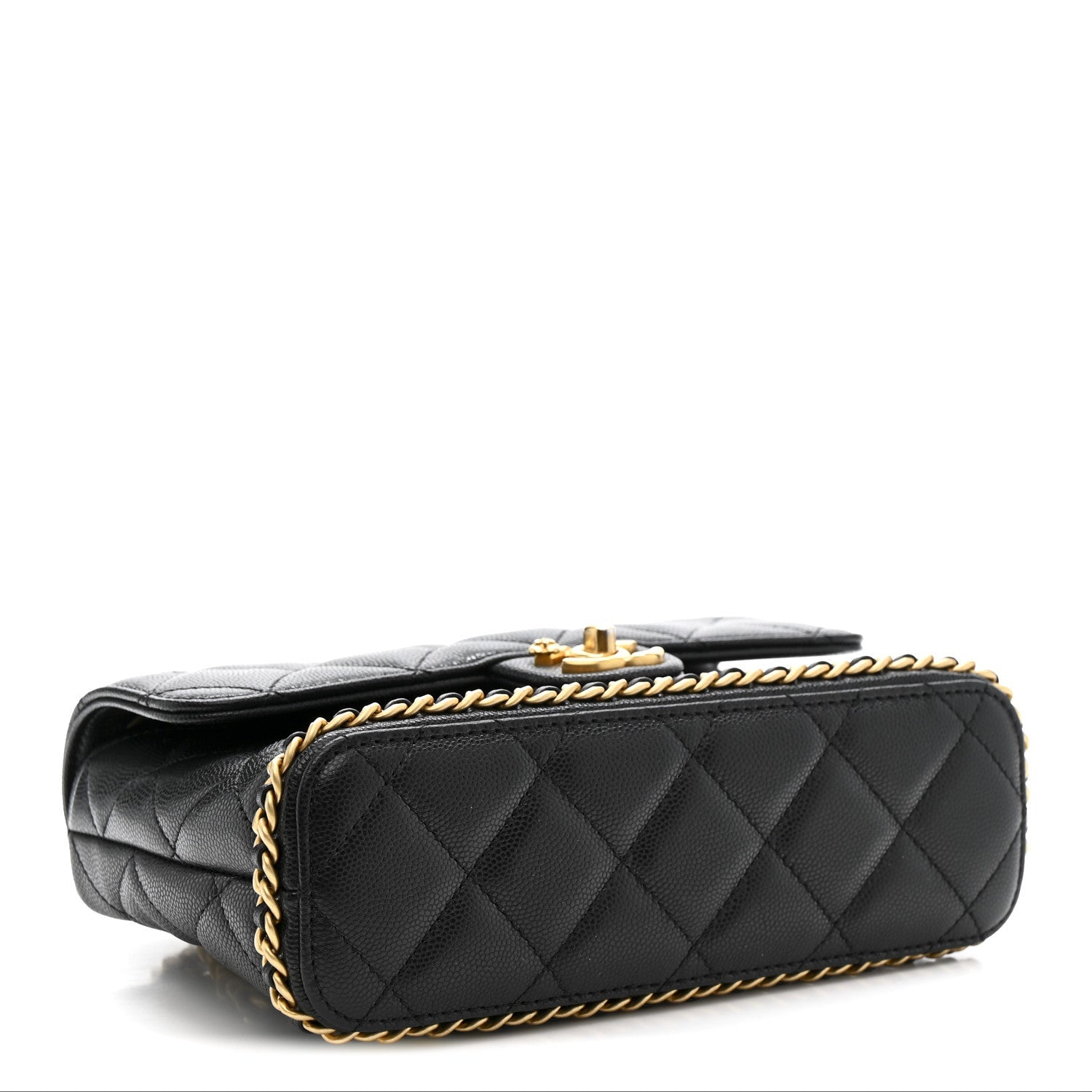 Chanel Caviar Quilted Camellia Chain Around Flap Black