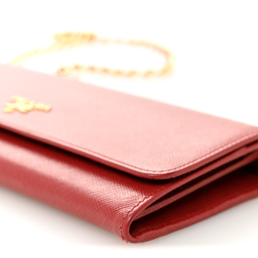 Prada Saffiano Wallet on Chain Fuoco