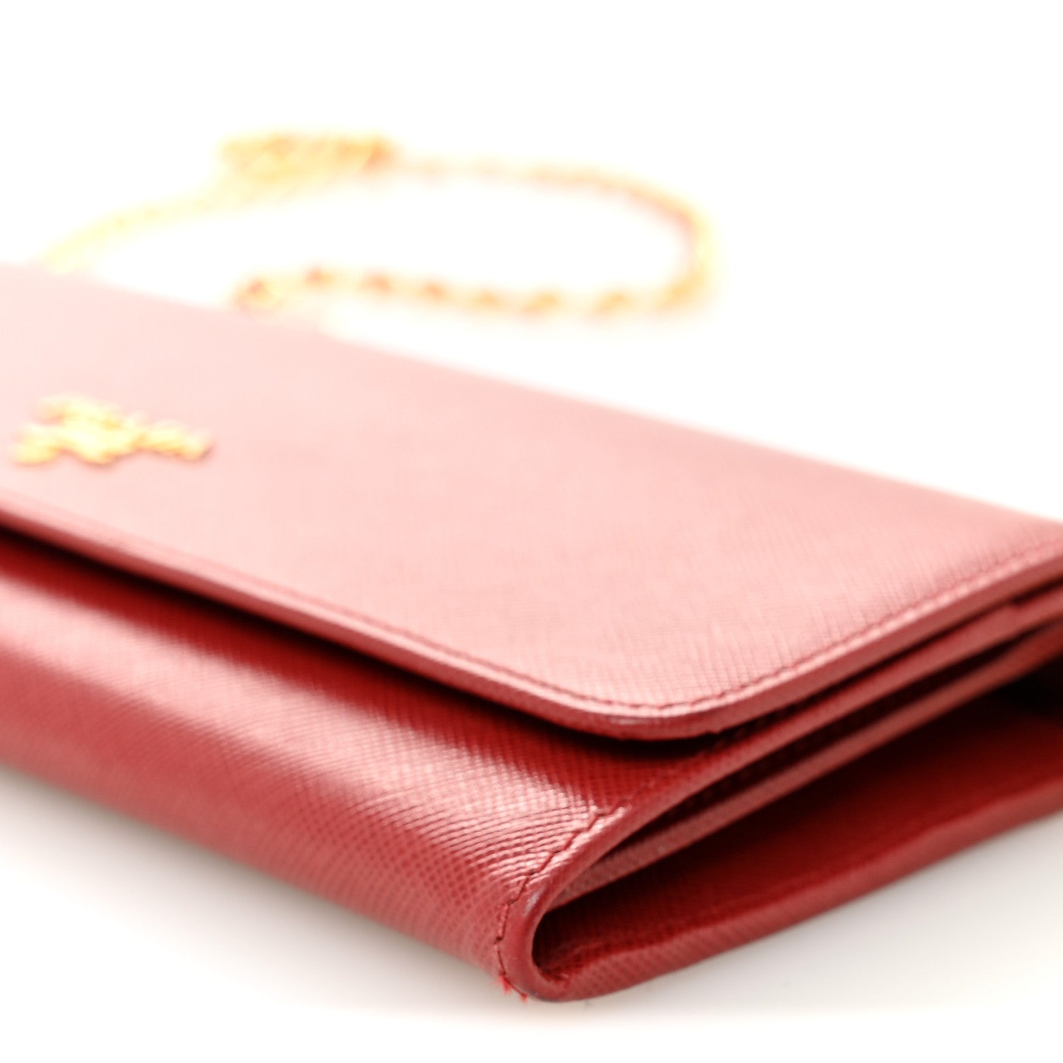 Prada Saffiano Wallet on Chain Fuoco