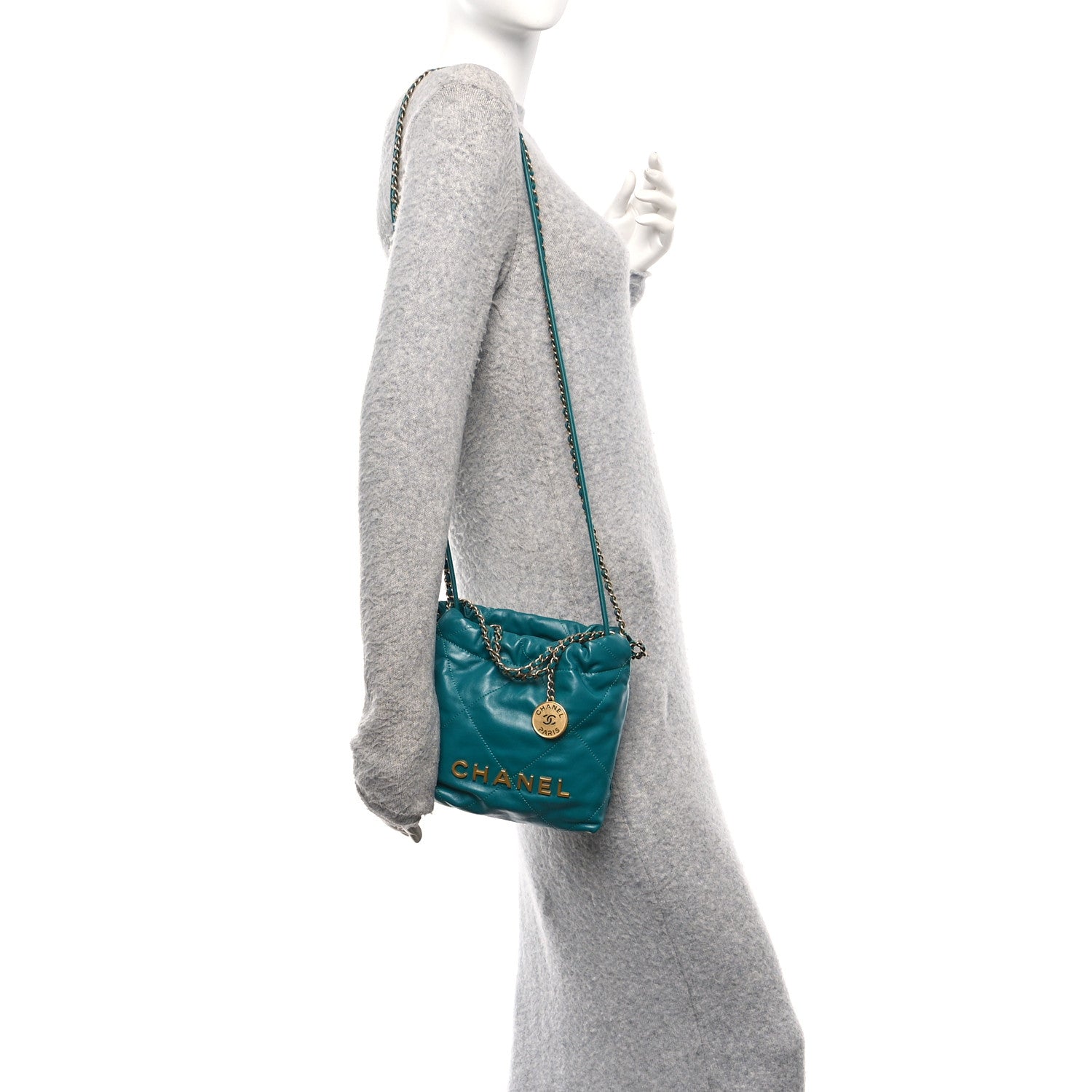 Chanel Shiny Calfskin Quilted Mini Chanel 22 Green