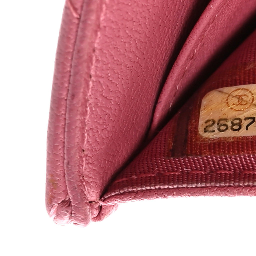 Chanel Sheepskin Quilted Vintage Mademoiselle Trifold Wallet Dark Pink