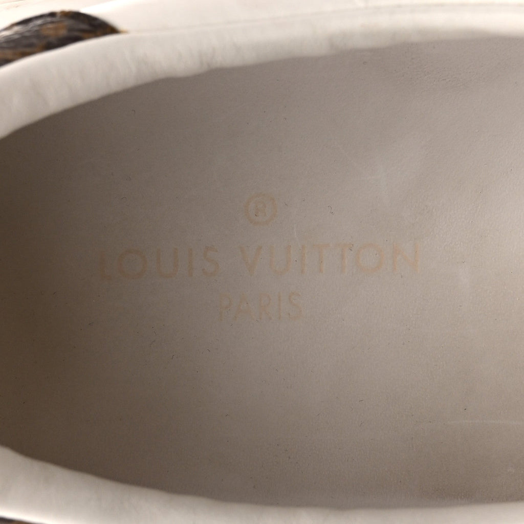 Louis Vuitton Lambskin Embossed Monogram Time Out Sneakers 35  White