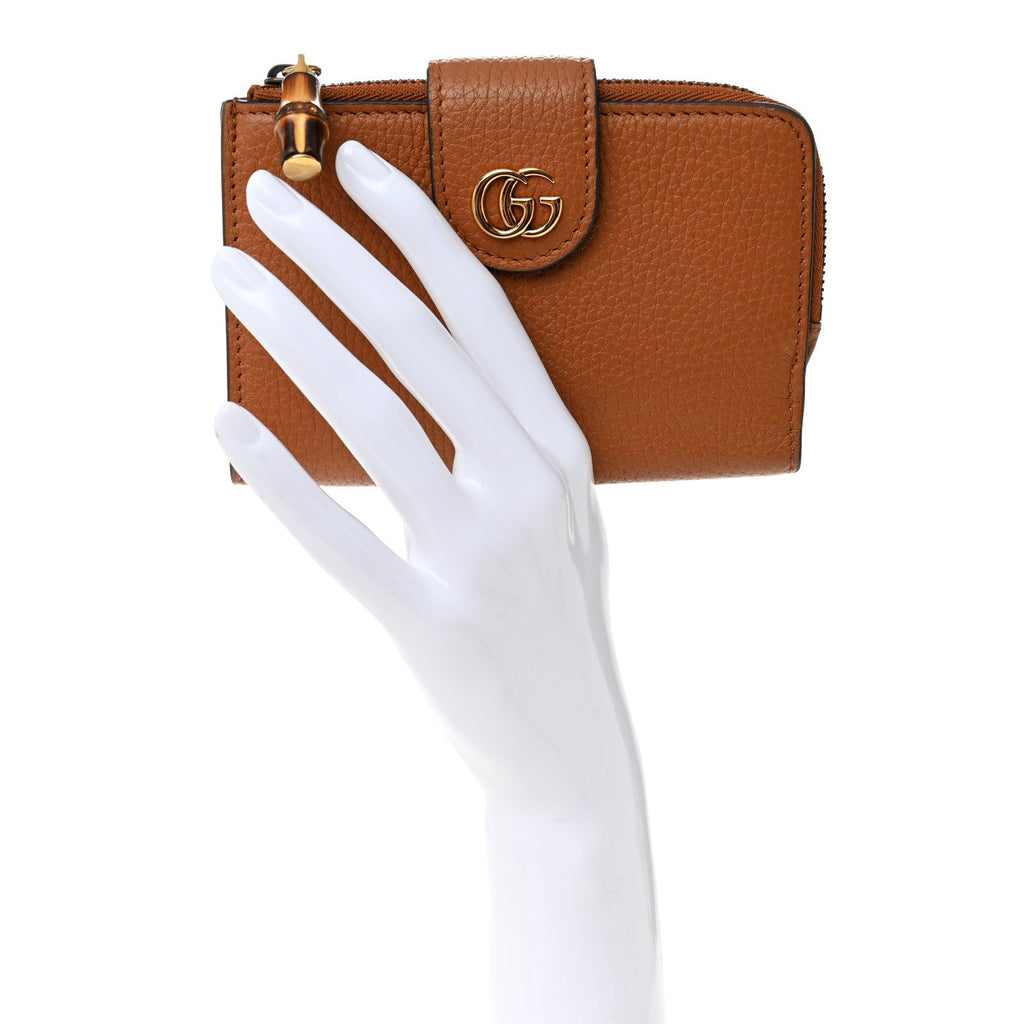 Gucci Piuma Calfskin Medium Bamboo Double G Wallet Cuir