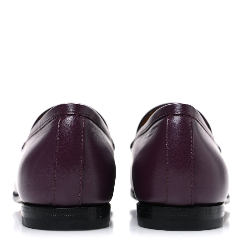 Gucci Real Betis Glamour Calfskin Womens Jordaan Horsebit Loafers 35.5 Shiny Vineyard