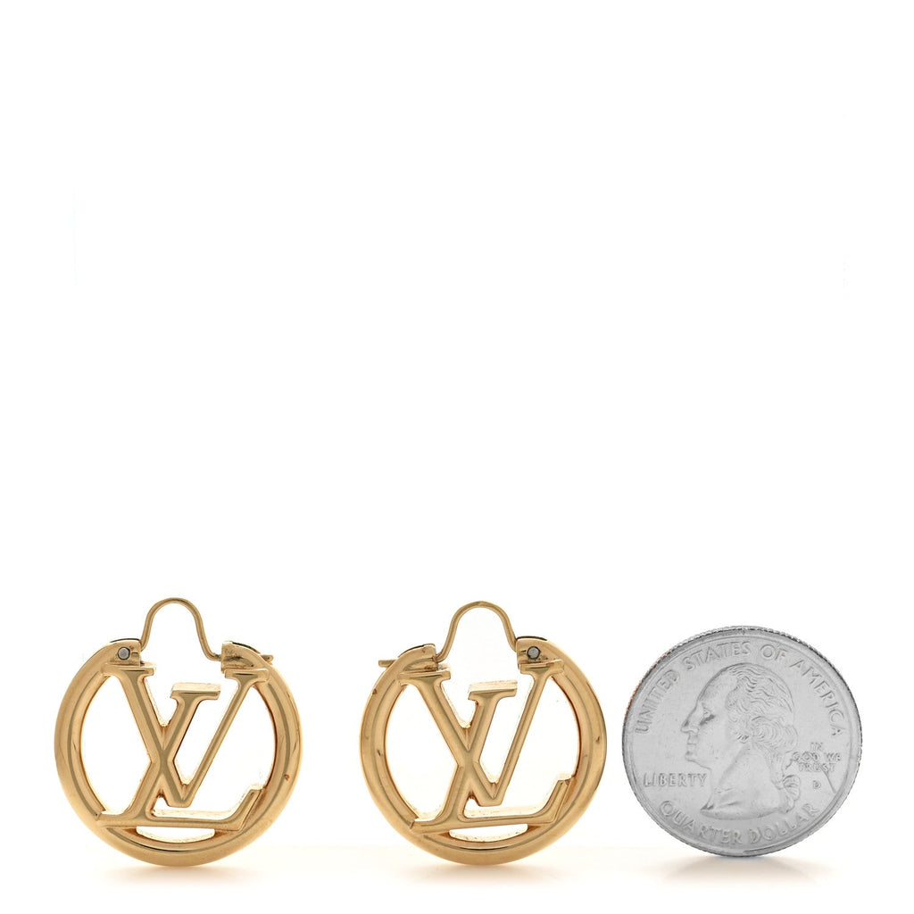 Louis Vuitton Metal Small Louise Hoop Earrings Gold