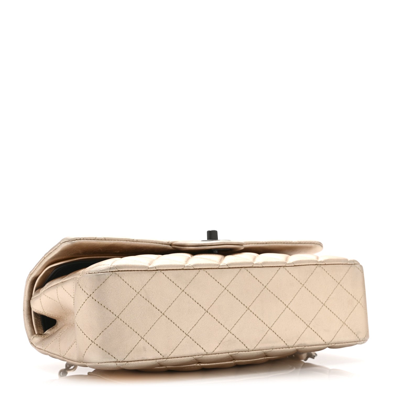Chanel Metallic Lambskin Quilted Medium Double Flap Gold Black