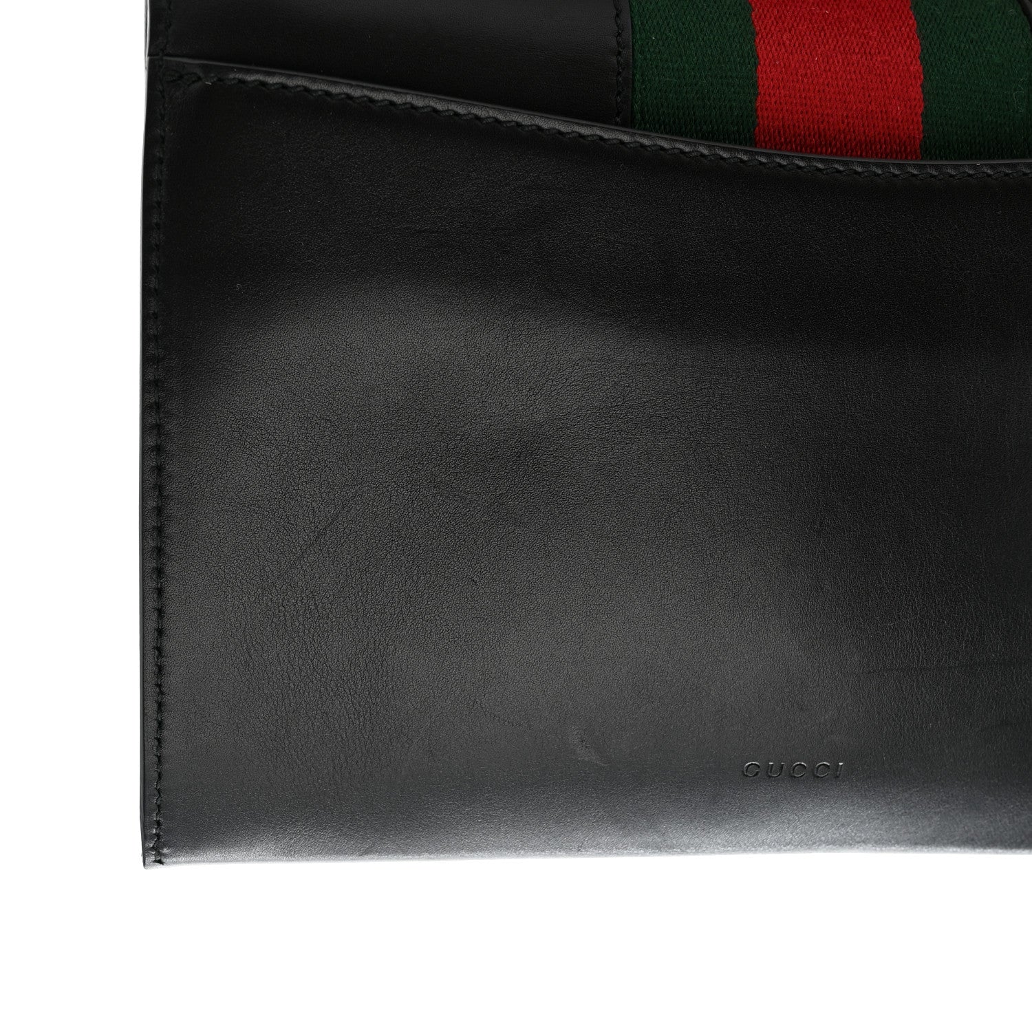Gucci Calfskin Small Sylvie Wristlet Clutch Black