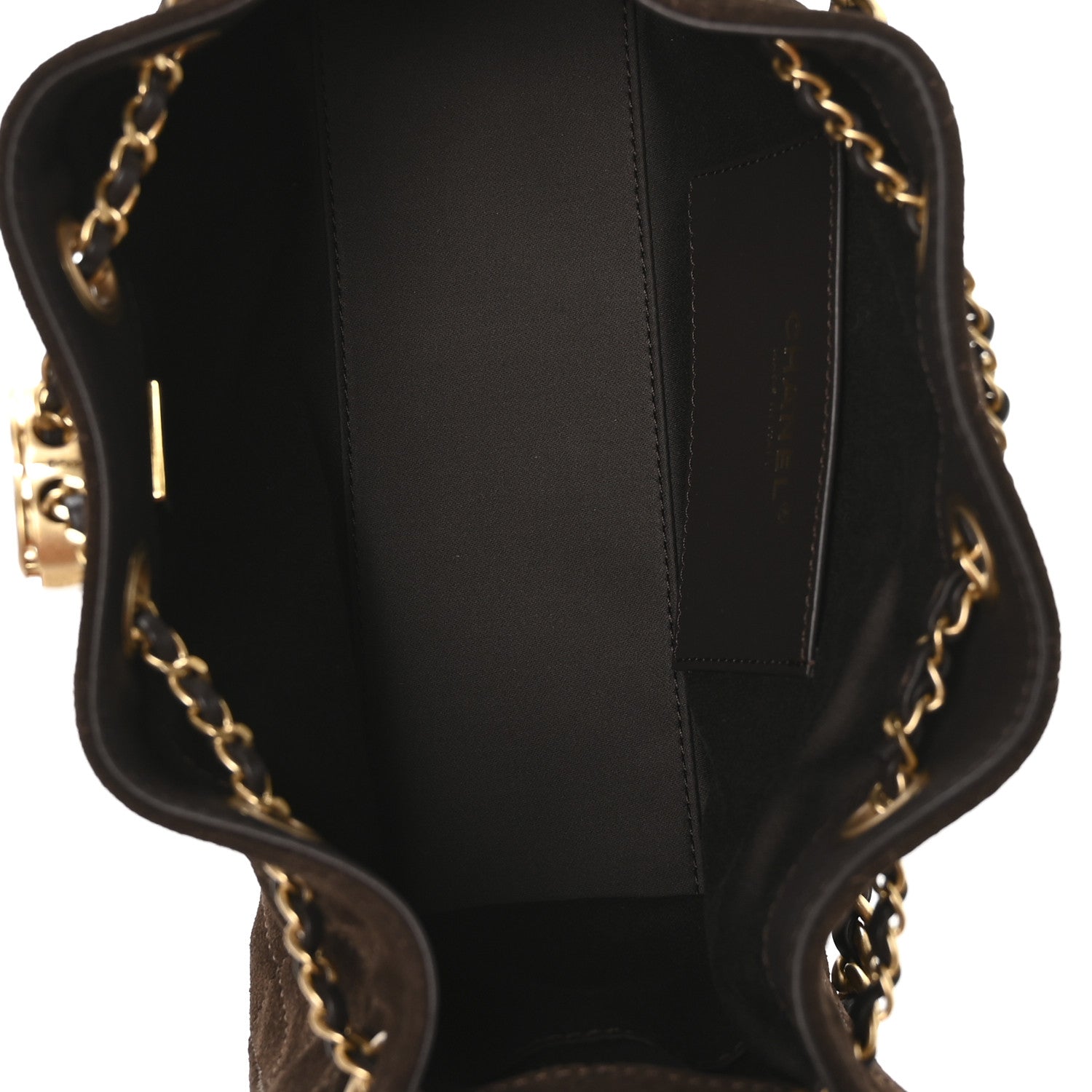 Chanel Suede Quilted Mini Chanel 25 Handbag Dark Brown