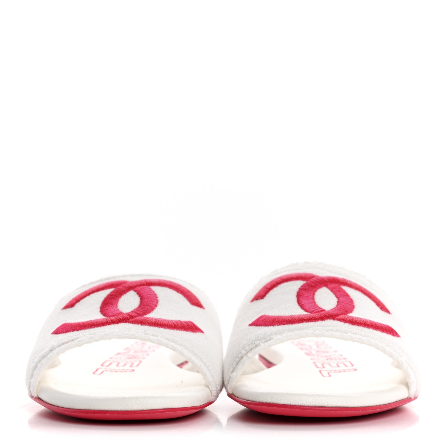 Jersey Knit CC Mules 37 White Fuchsia
