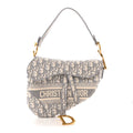 Christian Dior Oblique Embroidered Saddle Bag Gray