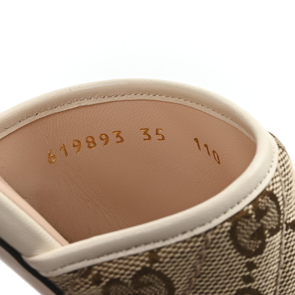 Gucci Monogram Matelasse Diagonal GG Marmont Flat Slide Sandals  35 Beige Ebony Mystic White