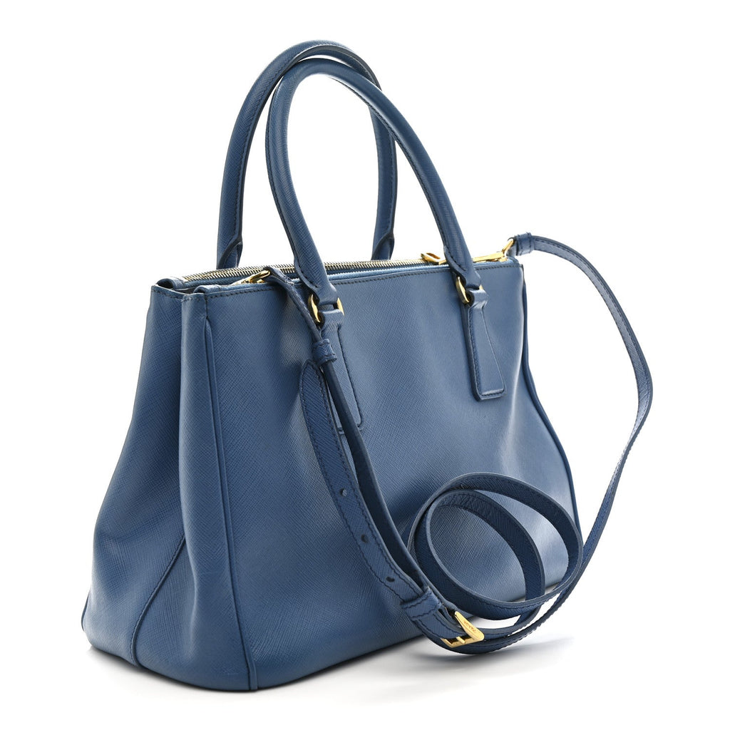 Prada Saffiano Small Galleria Double Zip Tote Cobalto