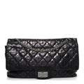Chanel Metallic Calfskin Striped 2.55 Reissue 227 Flap Black