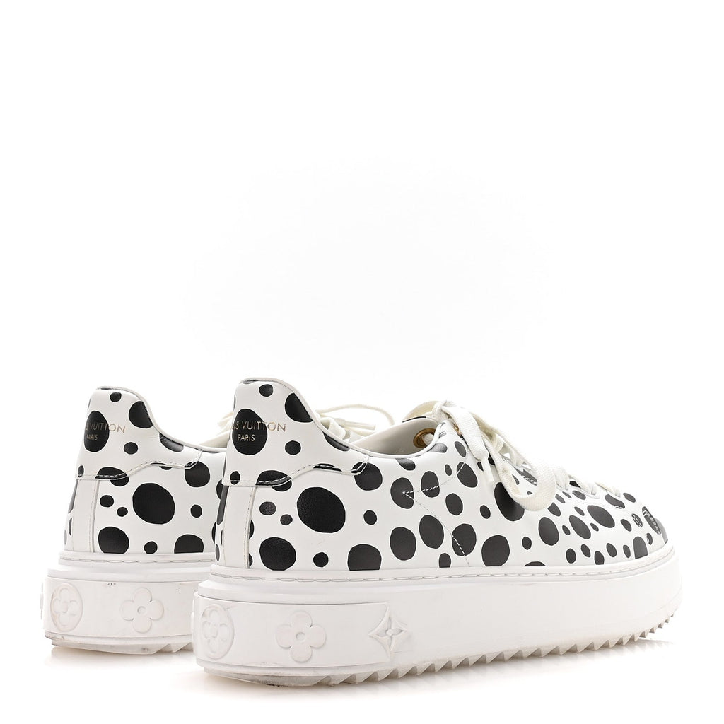 Louis Vuitton LV X YK Calfskin Printed Infinity Dots Time Out Sneakers 38.5 White