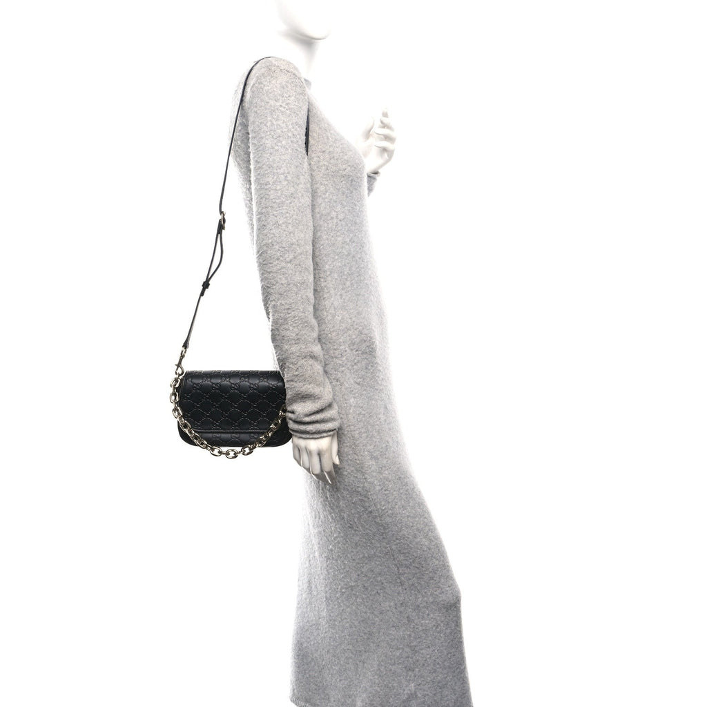 Gucci GG Calfskin Embossed Emblem Arabella Bag Black