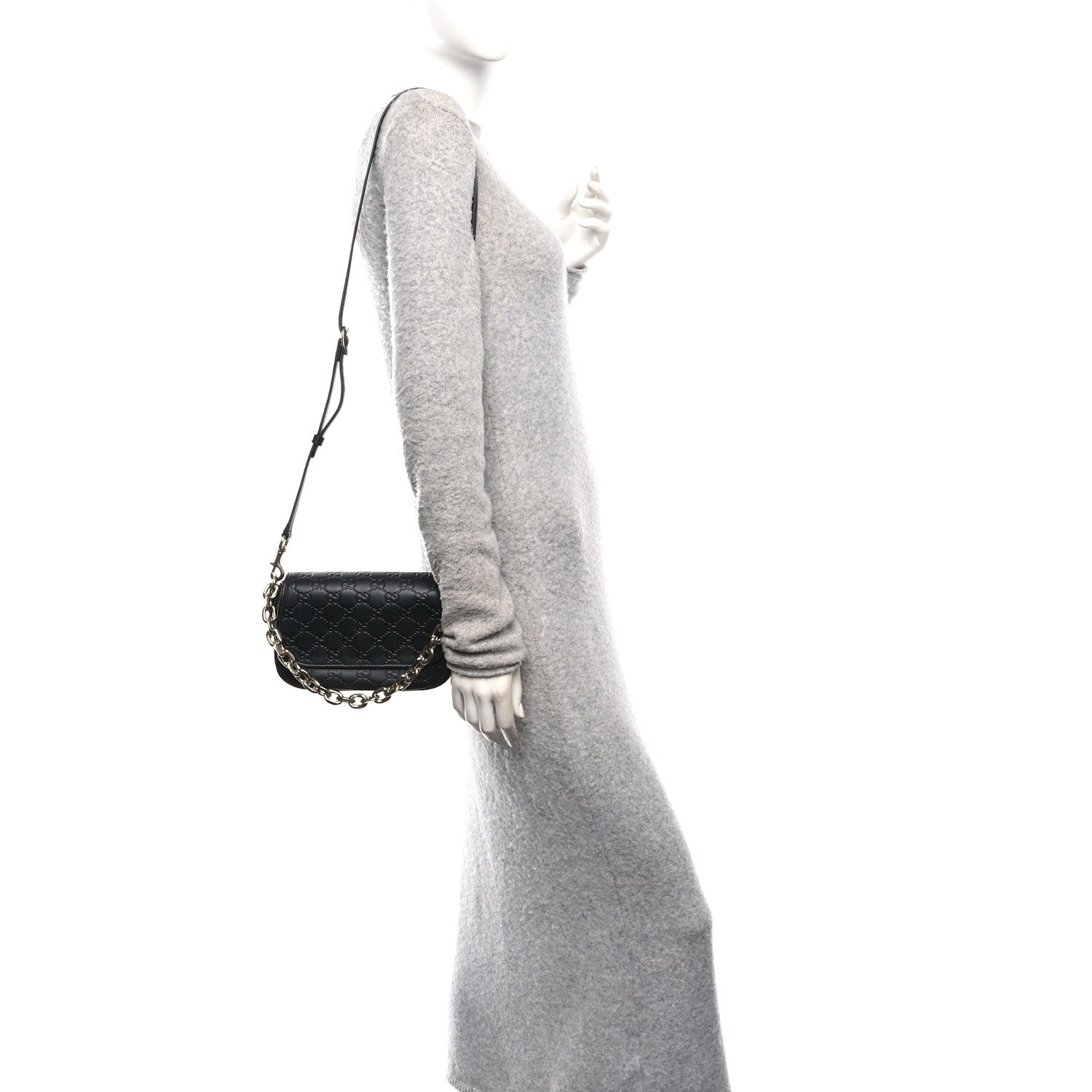 Gucci GG Calfskin Embossed Emblem Arabella Bag Black