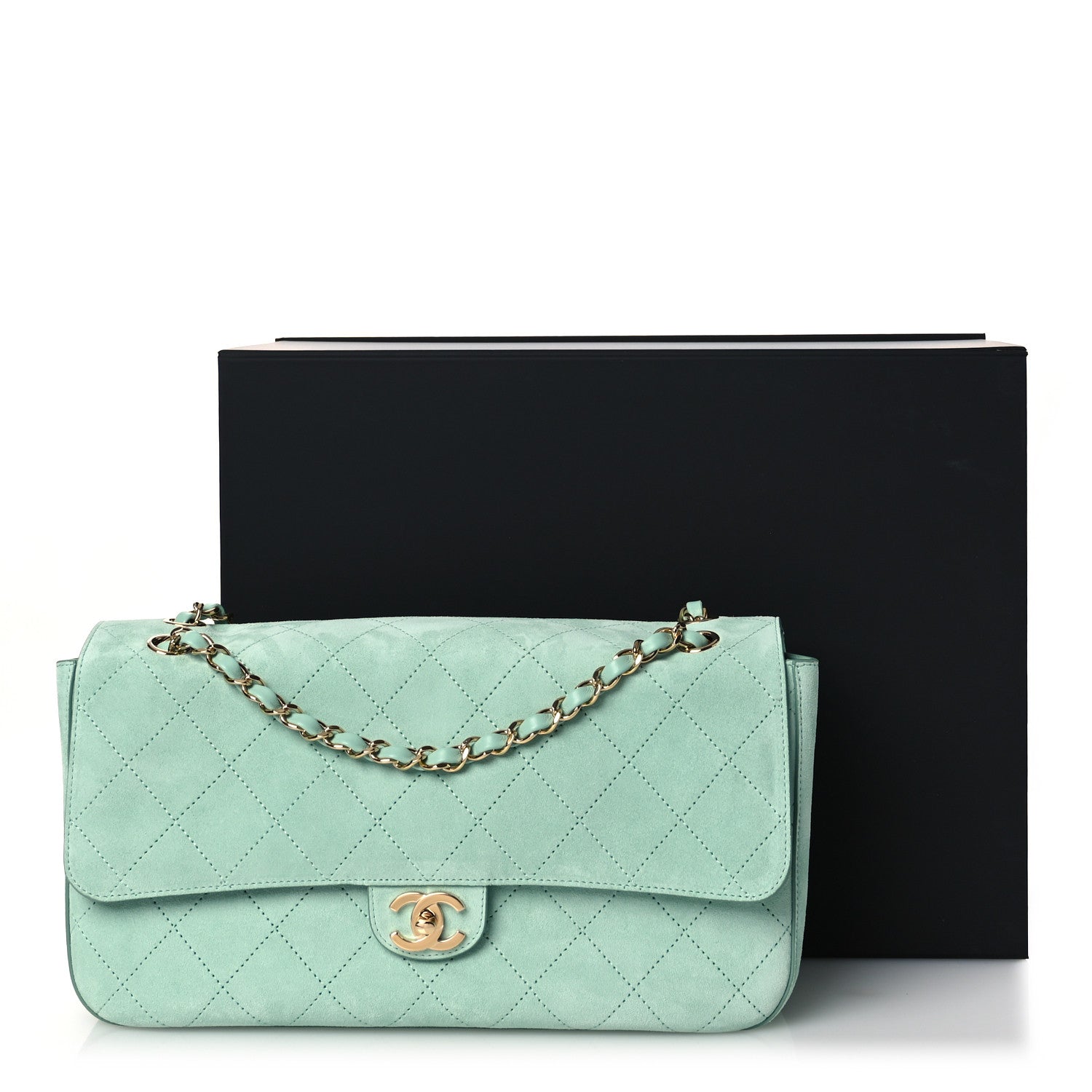Chanel Suede Calfskin Small Souplissimo Maxi Flap Green