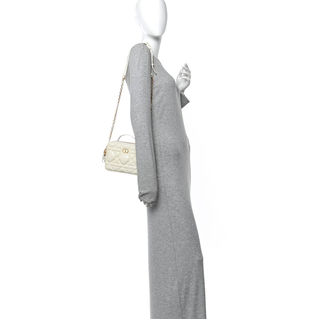 Christian Dior Calfskin Macrocannage Caro Box Bag Latte