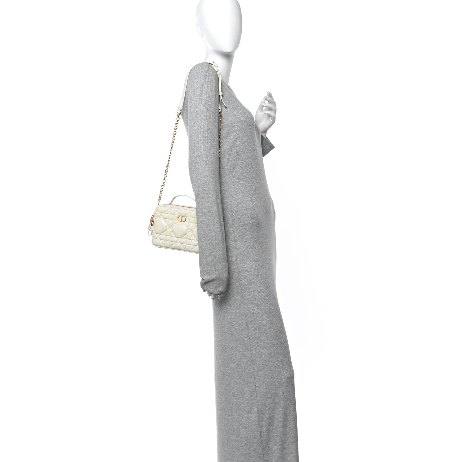 Christian Dior Calfskin Macrocannage Caro Box Bag Latte