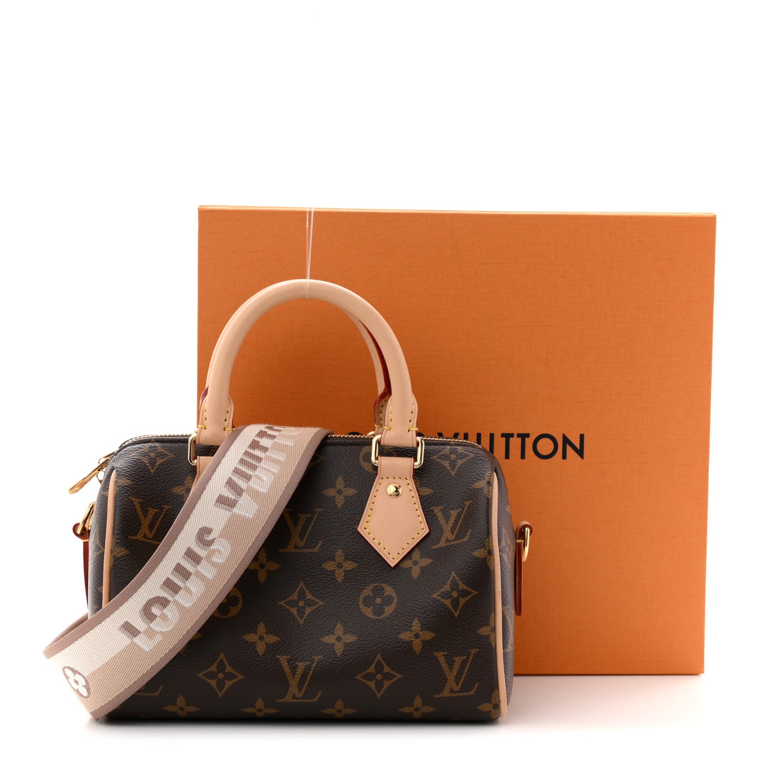 Louis Vuitton Monogram Speedy Bandouliere 20 Beige