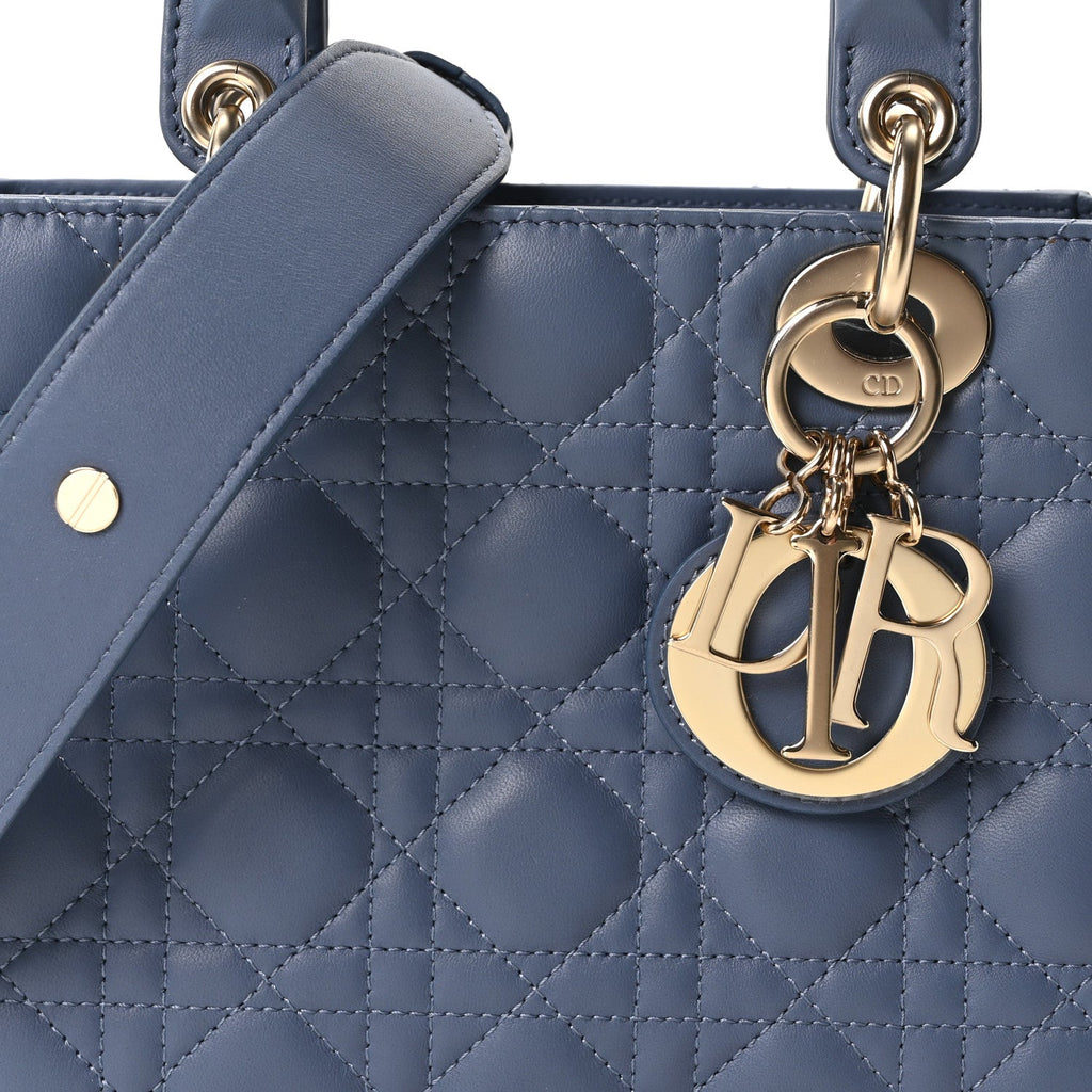Christian Dior Lambskin Cannage Small My ABCDior Lady Dior Blue