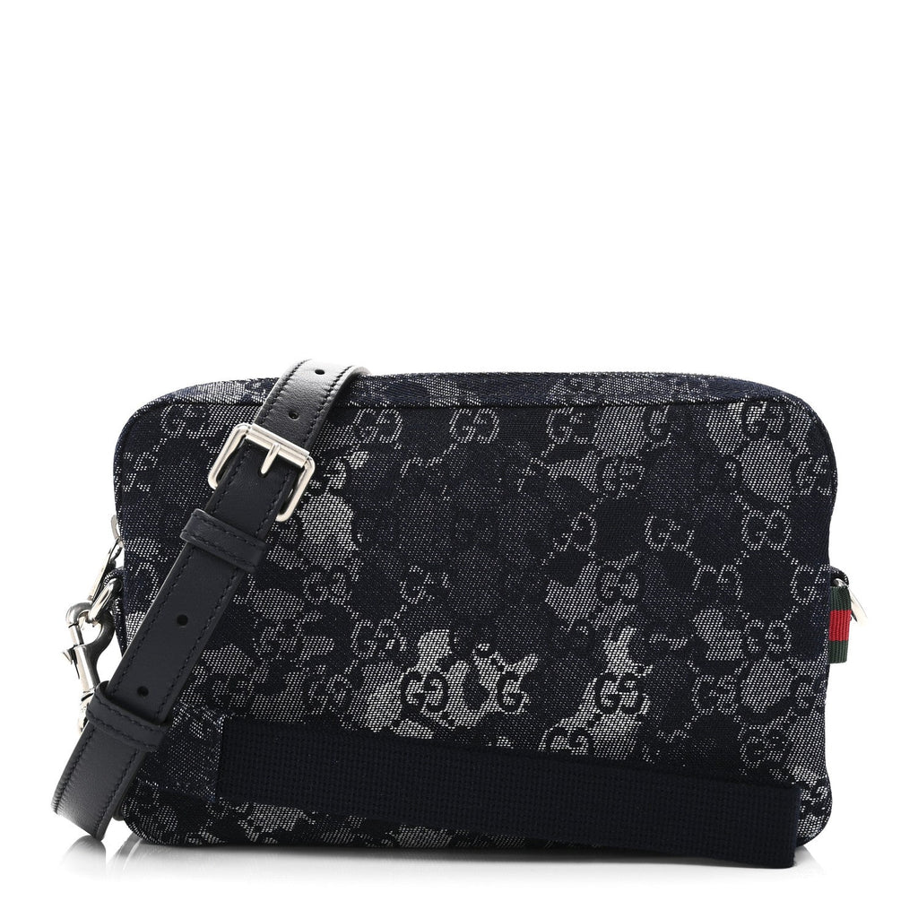 Gucci Denim GG Monogram Camouflage Small Crossbody Bag Blue