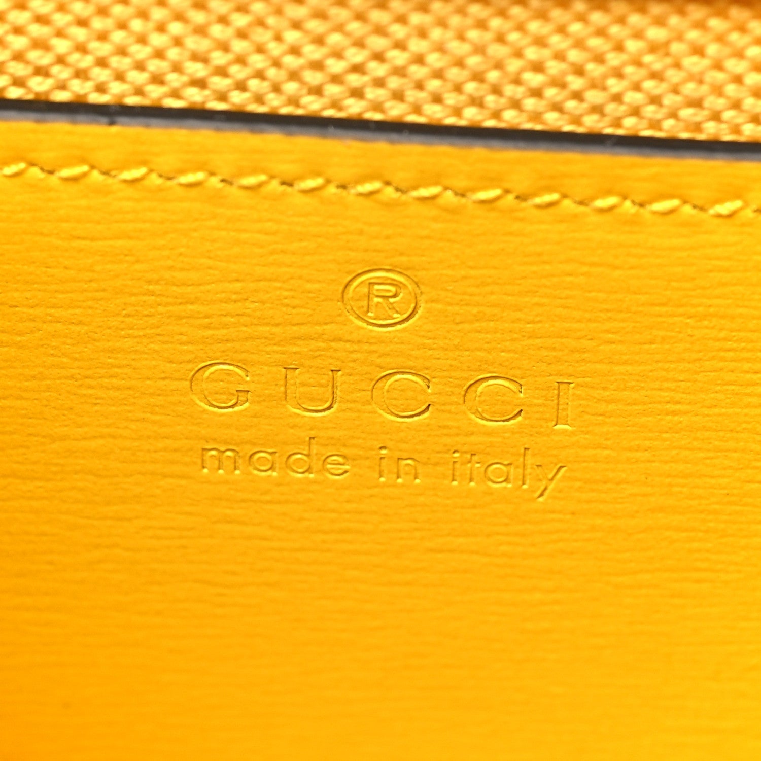Gucci GG Monogram Scratch Lux Calfskin Mini Luce Shoulder Bag Yellow