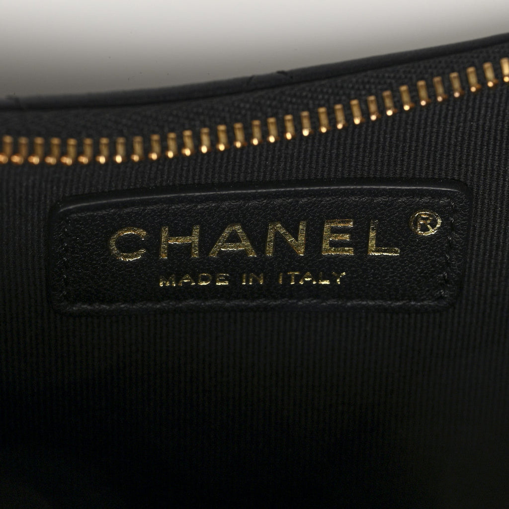 Chanel Lambskin Quilted Small Hobo Bag Black