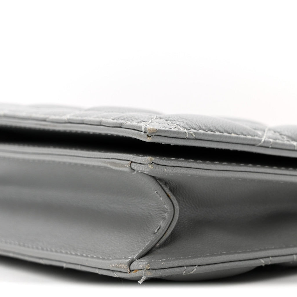 Christian Dior Lambskin Cannage Lady Dior Convertible Clutch Grey
