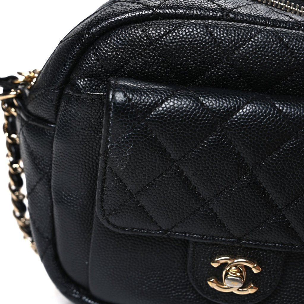 Chanel Caviar Quilted CC Day Camera Case Black