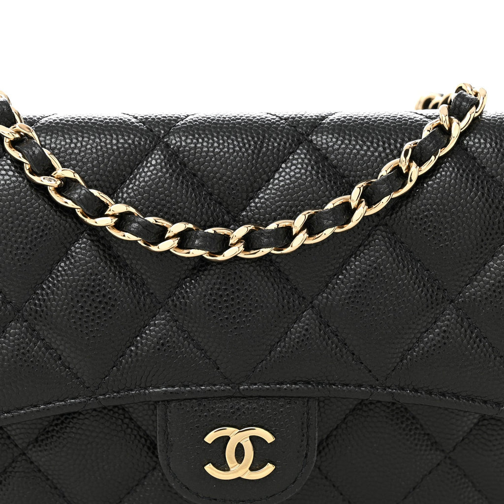 Chanel Caviar Quilted Flap Phone Holder With Chain Black