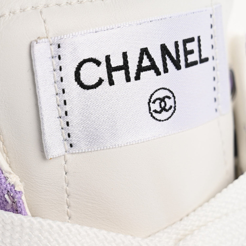 Cotton High Top Sneakers 38 Purple White