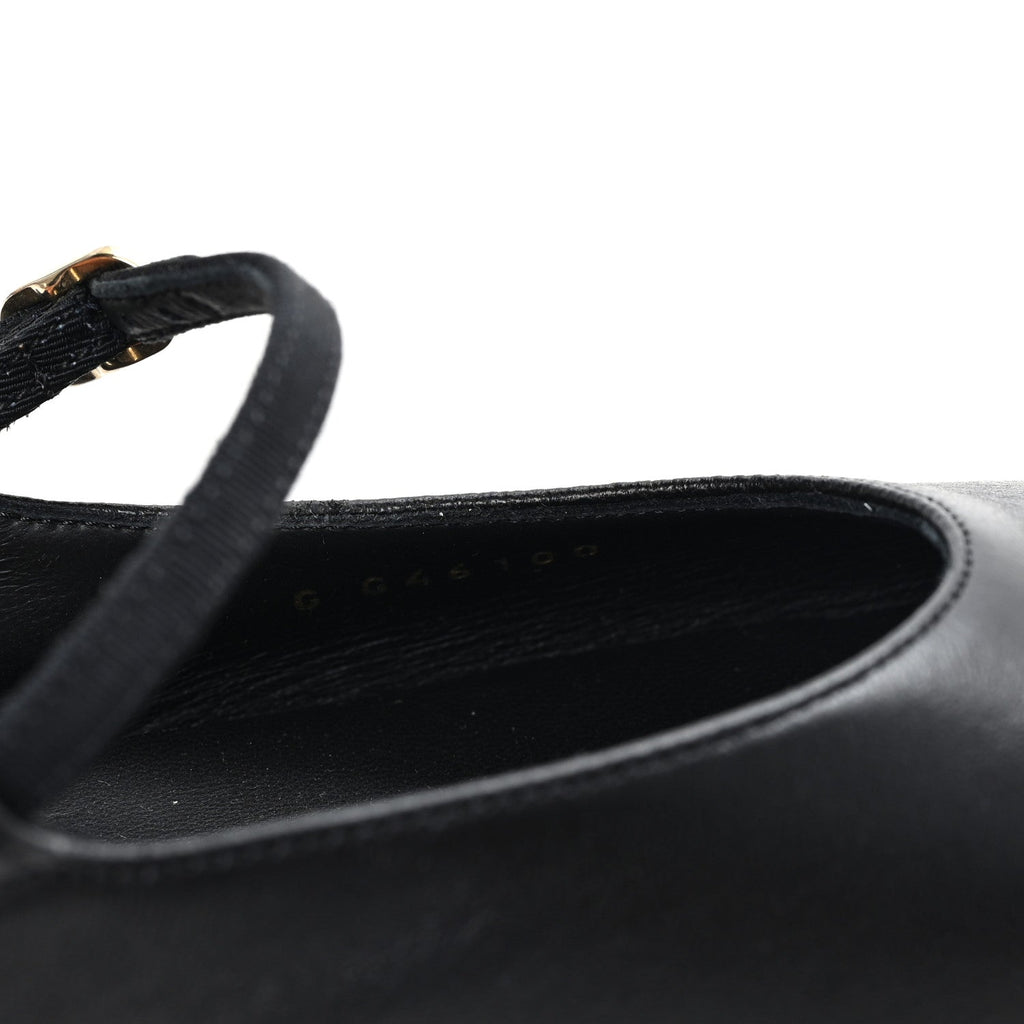Lambskin Grosgrain Rounded Toe CC Slingback Flats 36.5 Black