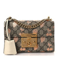 Gucci GG Supreme Monogram Berry Textured Dollar Calfskin Small Padlock Shoulder Bag Beige Ebony Light Copper Mystic White