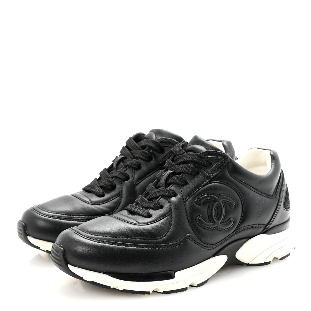 Calfskin CC Sneakers 36 Black