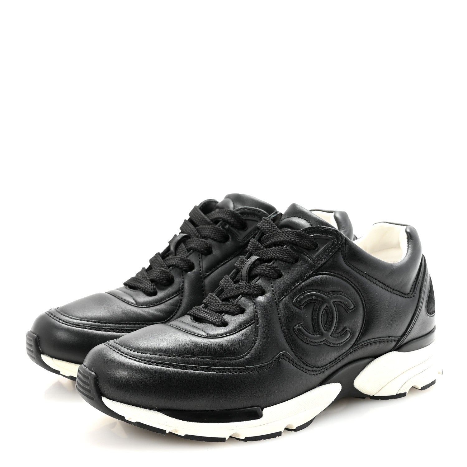 Calfskin CC Sneakers 36 Black