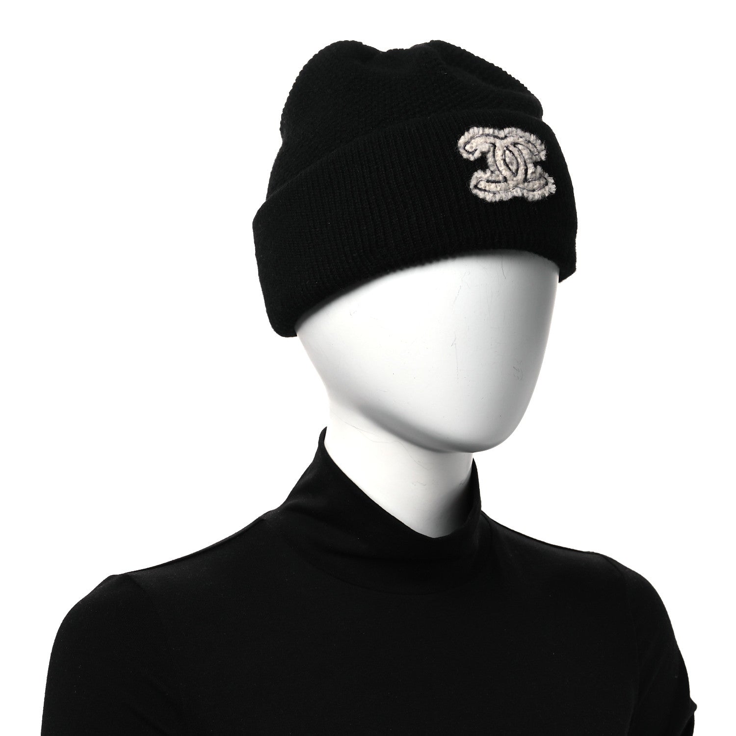 Cashmere CC Cloche Logo Beanie Hat Black