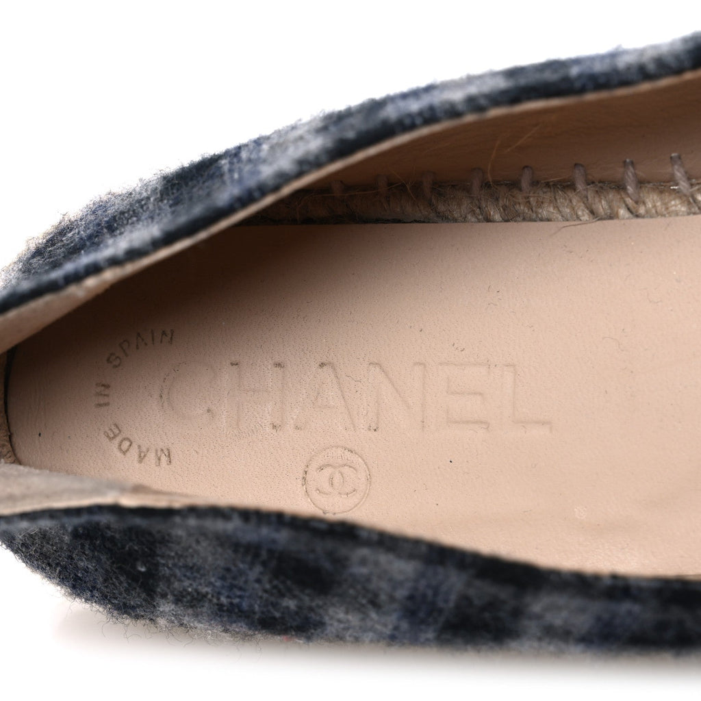 Plaid Fabric CC Espadrilles 38 Grey