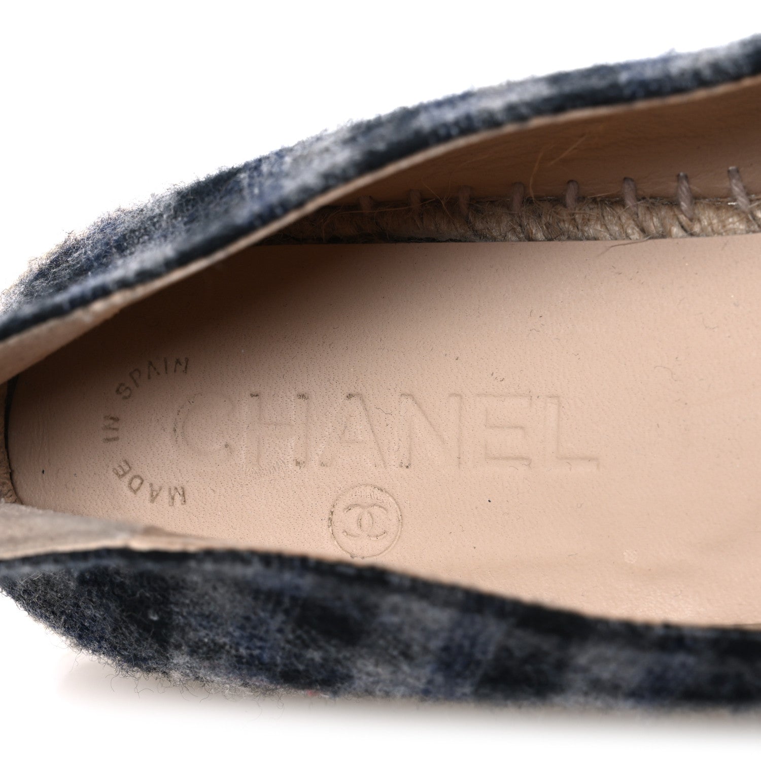 Plaid Fabric CC Espadrilles 38 Grey