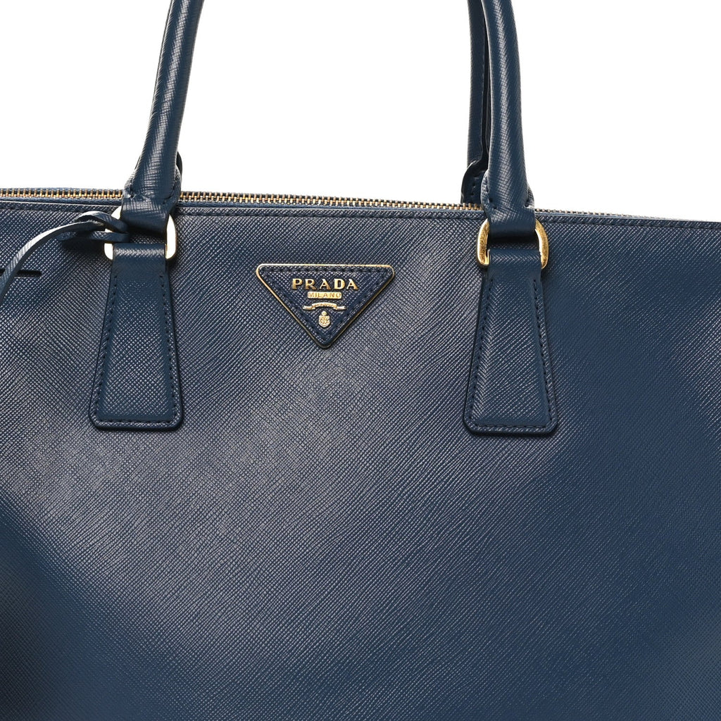 Prada Saffiano Large Galleria Double Zip Tote Bluette