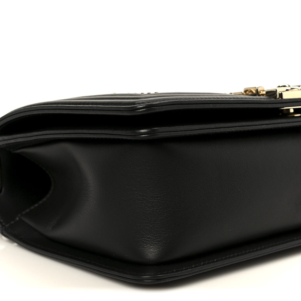 Chanel Calfskin Quilted Medium Chain Detail Boy Flap Black