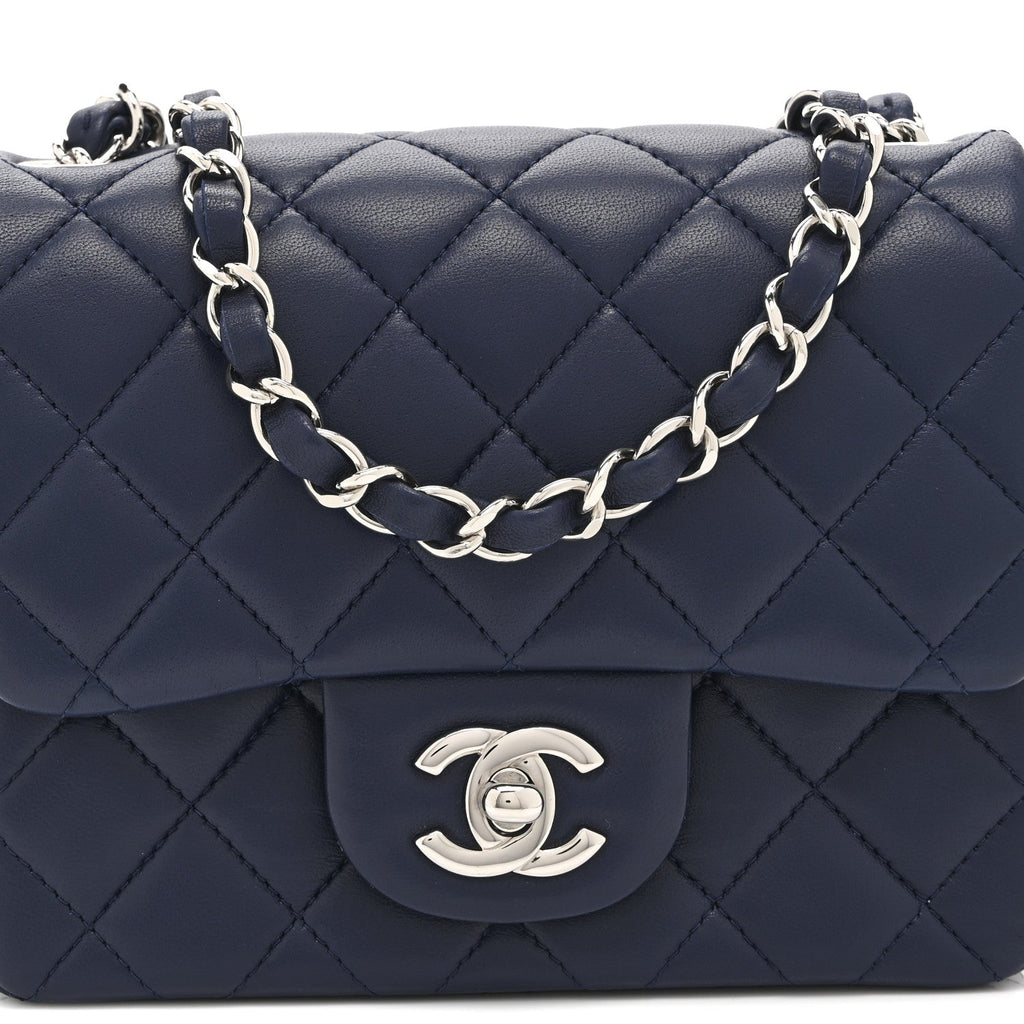 Chanel Lambskin Quilted Mini Square Flap Navy